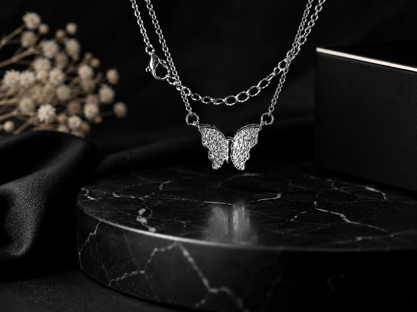 Silver Butterfly Pendant Necklace