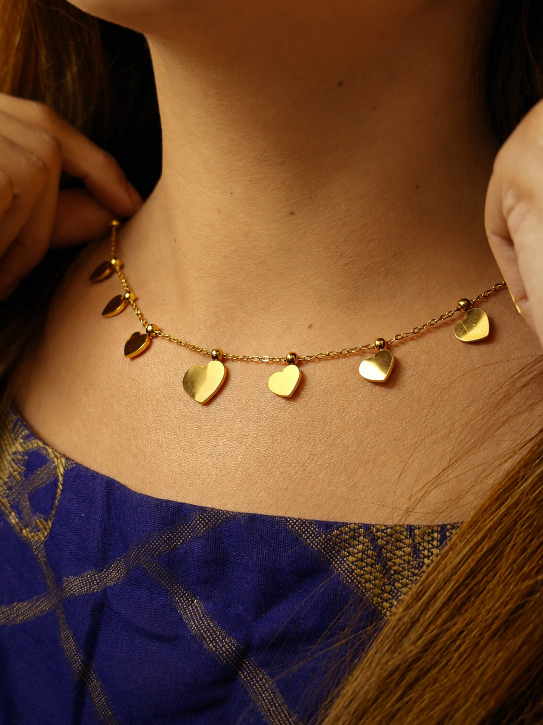 Golden Heart Charm Necklace