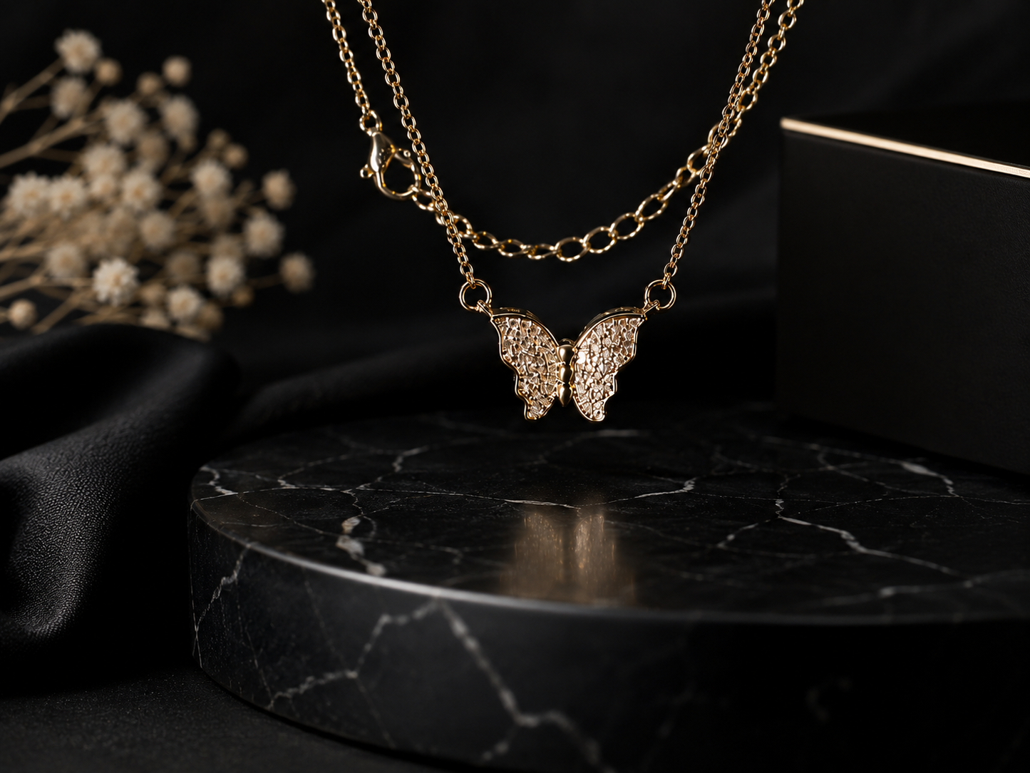 Golden Butterfly Pendant Necklace