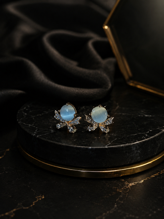 Elegant Butterfly Pearl Stud