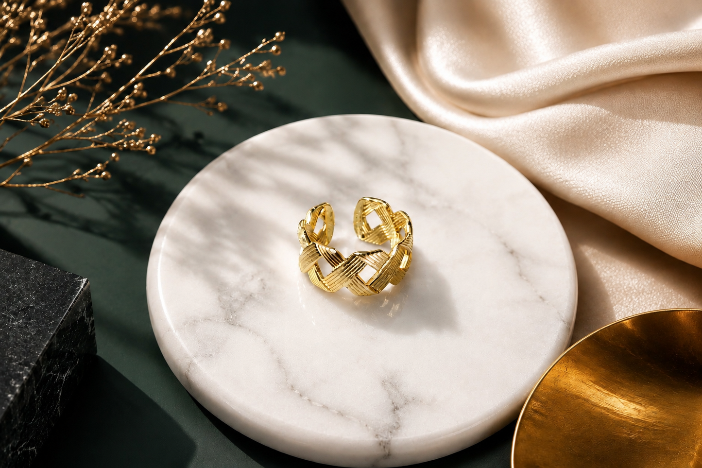 Luxury Gold Braided Adjustable Ring