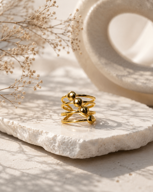 Luxury Gold Spiral Adjustable Ring