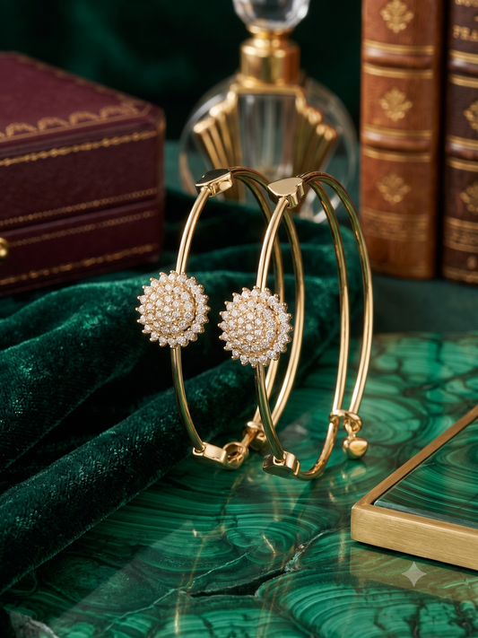 Luxury Gold Crystal Cuff Bangles