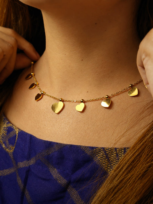 Golden Heart Charm Necklace