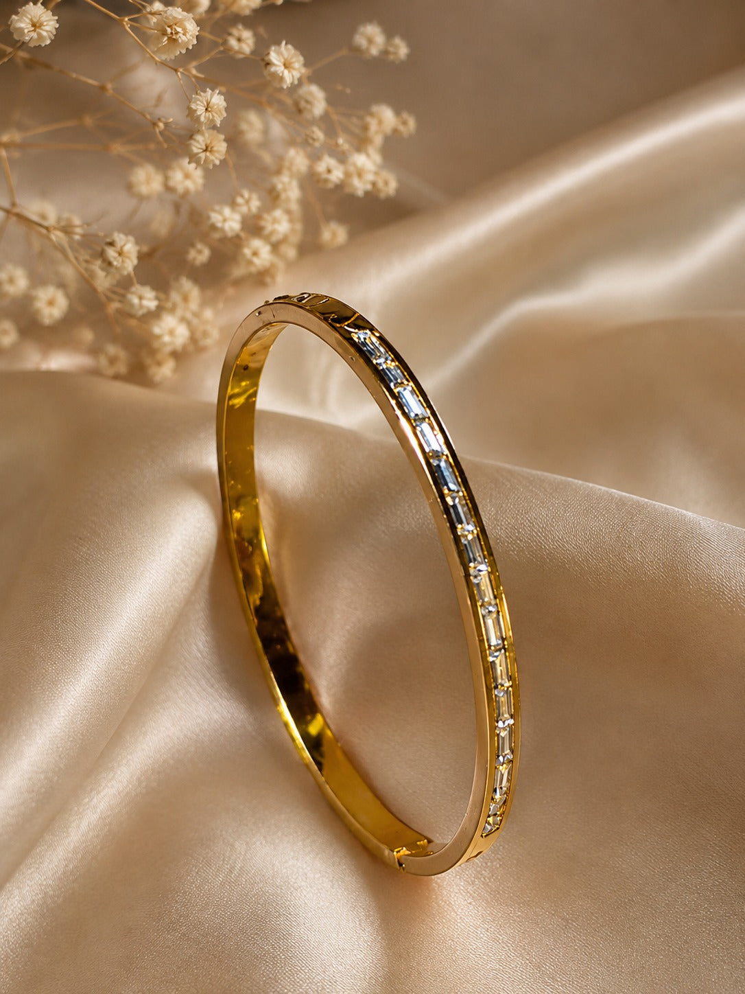 Golden Crystal Bangle Bracelet