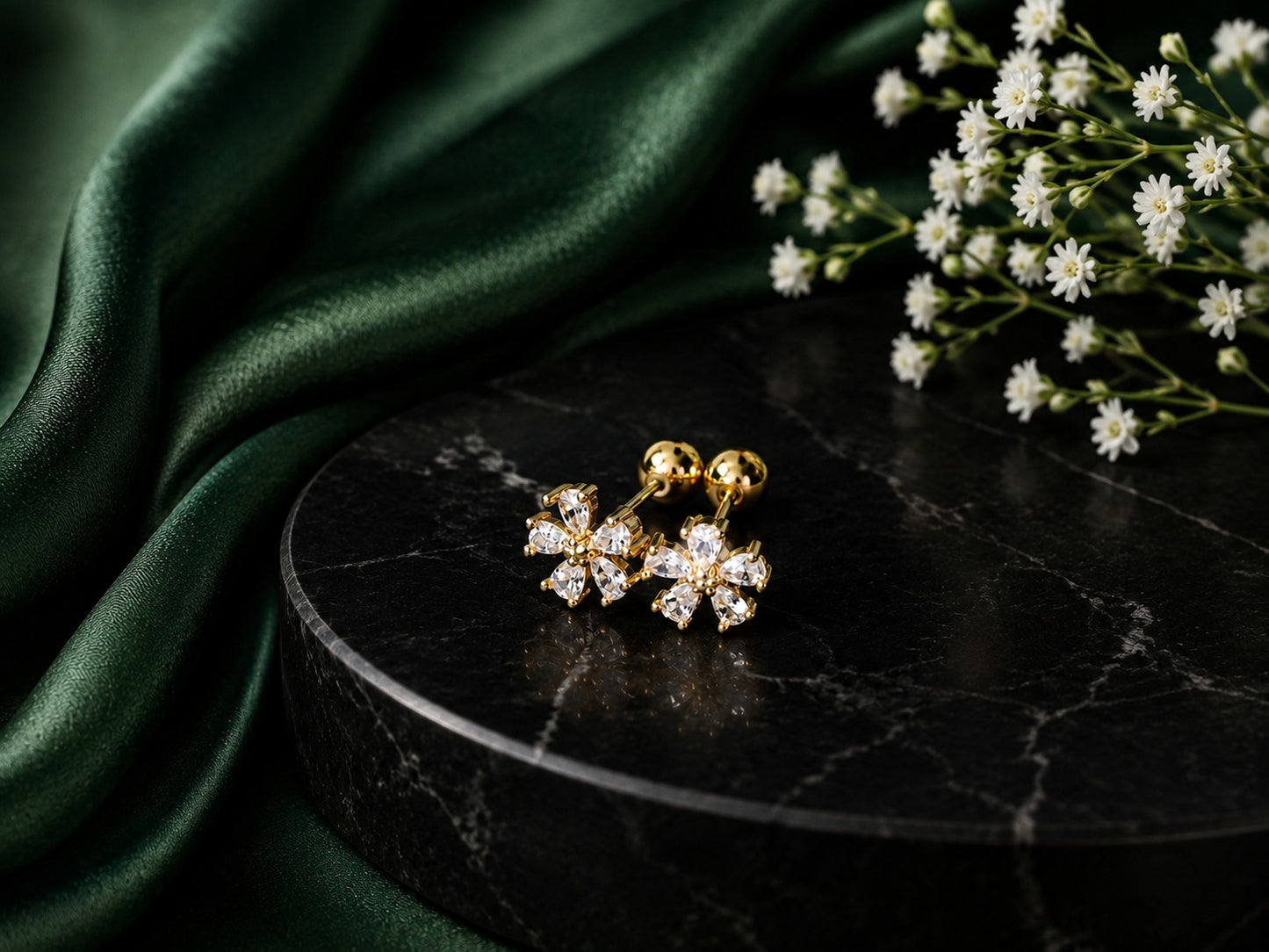 Luxury Floral Crystal Stud